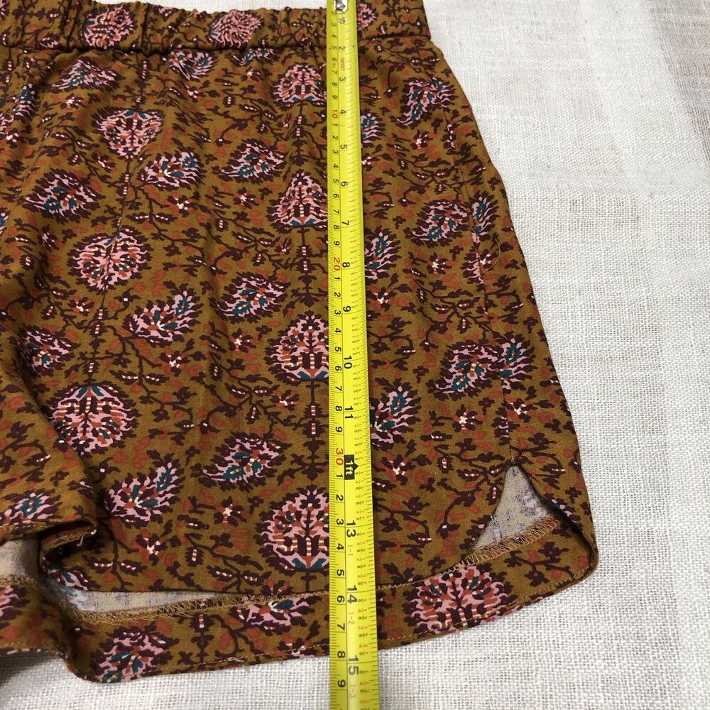 Madewell Shorts Women L Brown Pink Boho Print Pull On Beach Resort Coastal Beach - Picture 10 of 11